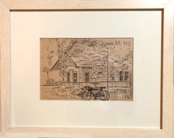 Cannondale - framed original ink drawing by Artist Clovia M. Ng