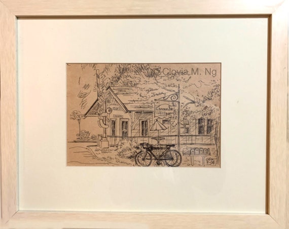 Cannondale Framed Original Ink Drawing by Artist Clovia M. Ng 