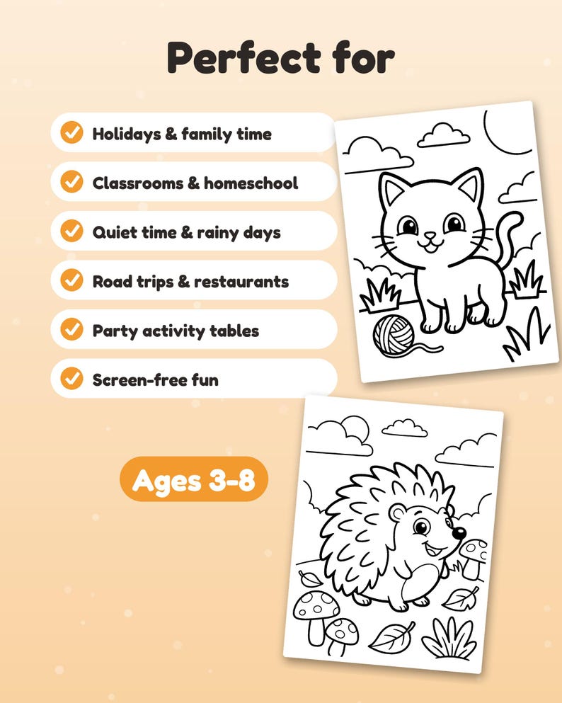 30 Bold and Easy Animal Coloring Pages for Toddlers, Simple Coloring Book, Preschool Printable, Big Thick Lines, Instant Download image 8