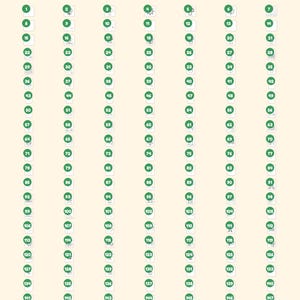 以下が含まれることがあります： 150ページの書籍のデジタル概要。1から150までの番号が振られた緑色の円形アイコンが並び、それぞれがユニークな線画のページを表しています。テキストには「Everything you get: 150 pages + cover, This book belongs to page, closing page」と記載されています。