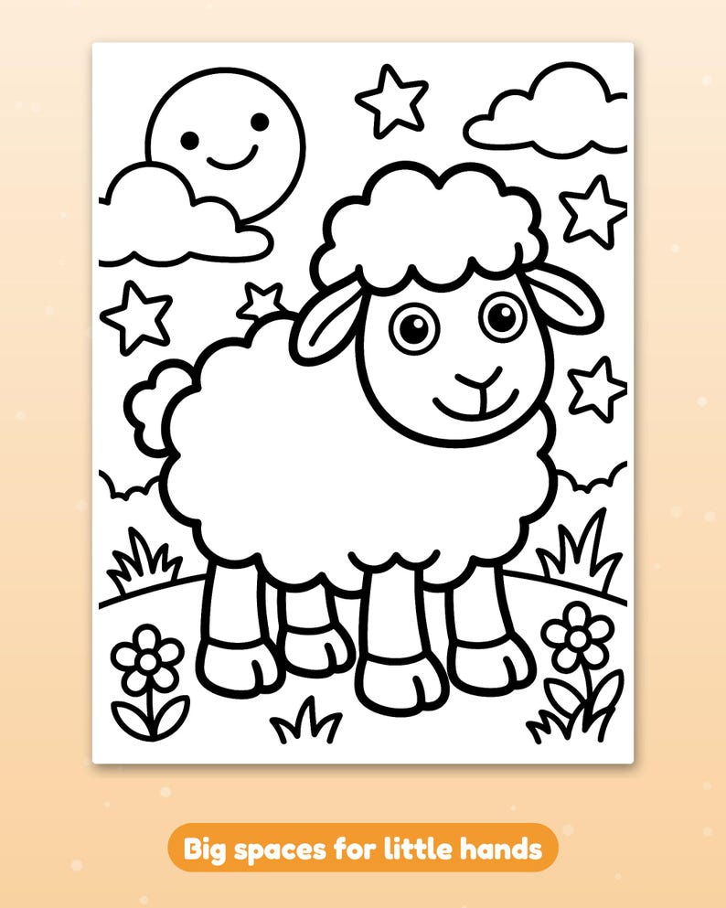 30 Bold and Easy Animal Coloring Pages for Toddlers, Simple Coloring Book, Preschool Printable, Big Thick Lines, Instant Download image 6