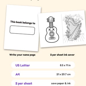 29 Music & Instruments Coloring Pages for Kids, Music and Instruments Coloring Book, Guitar Drum Piano, Printable PDF, Instant Download image 9