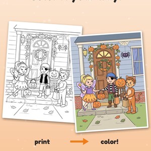 30 pagine da colorare di Halloween per bambini, libro da colorare di Halloween, zucca, fantasma, strega, pipistrello carino, PDF stampabile, download immediato immagine 2
