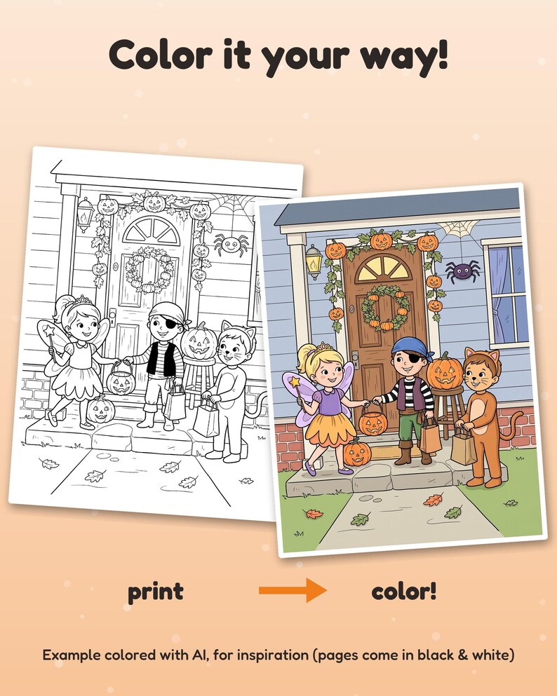 30 pagine da colorare di Halloween per bambini, libro da colorare di Halloween, zucca, fantasma, strega, pipistrello carino, PDF stampabile, download immediato immagine 2