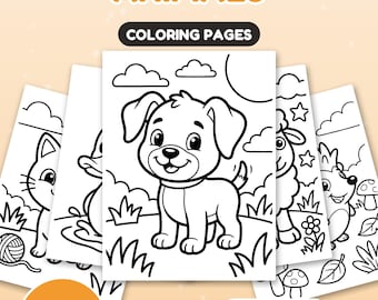 30 Bold and Easy Animal Coloring Pages for Toddlers, Simple Coloring Book, Preschool Printable, Big Thick Lines, Instant Download