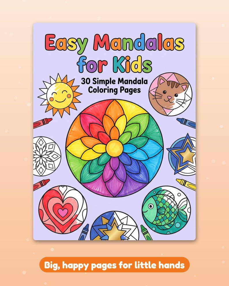 30 Easy Mandala Coloring Pages for Kids, Cute Animal Mandala Coloring