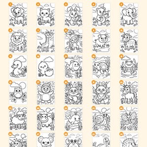 30 Bold and Easy Animal Coloring Pages for Toddlers, Simple Coloring Book, Preschool Printable, Big Thick Lines, Instant Download image 4