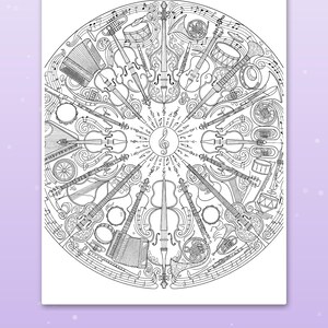 29 Music & Instruments Coloring Pages for Kids, Music and Instruments Coloring Book, Guitar Drum Piano, Printable PDF, Instant Download image 6