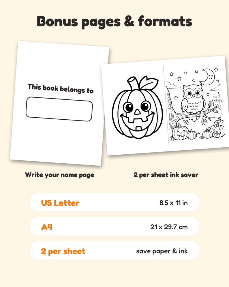 30 pagine da colorare di Halloween per bambini, libro da colorare di Halloween, zucca, fantasma, strega, pipistrello carino, PDF stampabile, download immediato immagine 9