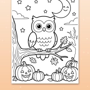 30 pagine da colorare di Halloween per bambini, libro da colorare di Halloween, zucca, fantasma, strega, pipistrello carino, PDF stampabile, download immediato immagine 7
