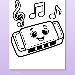 29 Music & Instruments Coloring Pages for Kids, Music and Instruments Coloring Book, Guitar Drum Piano, Printable PDF, Instant Download image 5