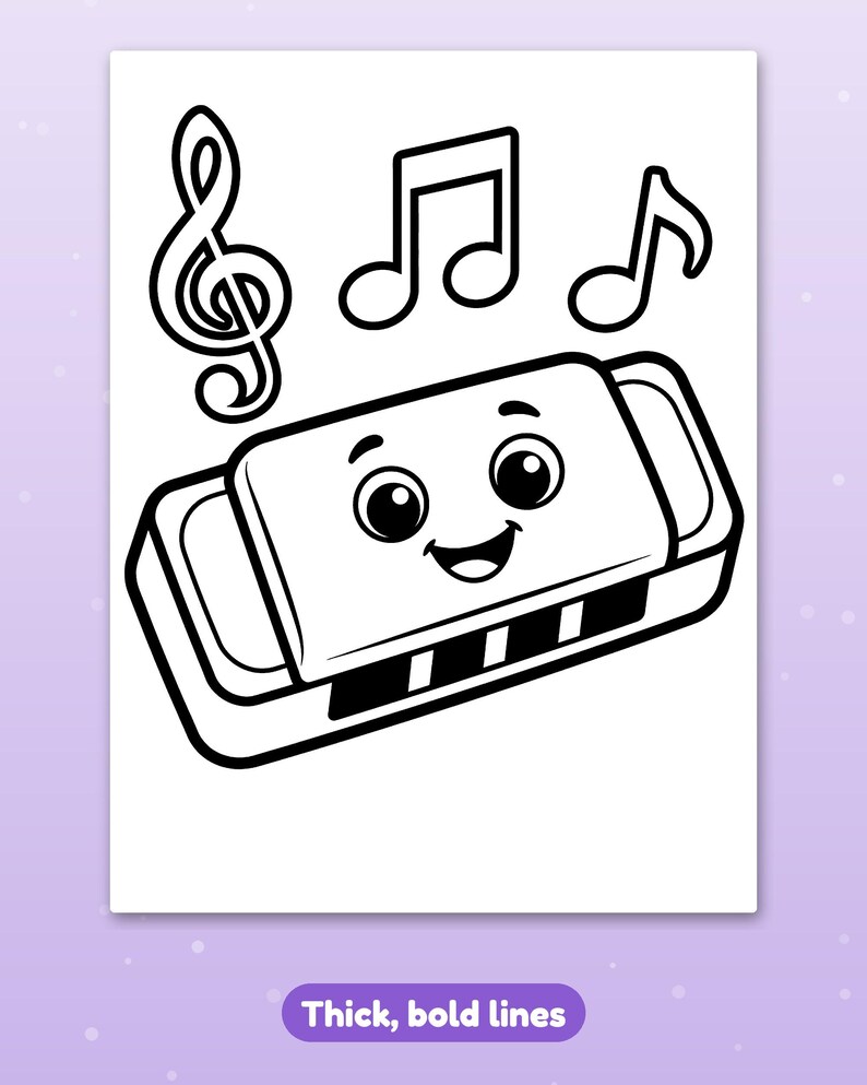 29 Music & Instruments Coloring Pages for Kids, Music and Instruments Coloring Book, Guitar Drum Piano, Printable PDF, Instant Download image 5