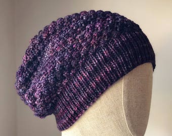 Bailey Toque in Hand Dyed Mailbrigo Merino in Violet Purple