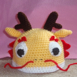 Crochet Baby Chinese Golden Dragon Hat Pattern (PDF Pattern Only)