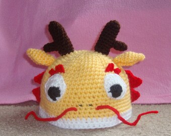 Crochet Baby Chinese Golden Dragon Hat Pattern (PDF Pattern Only)