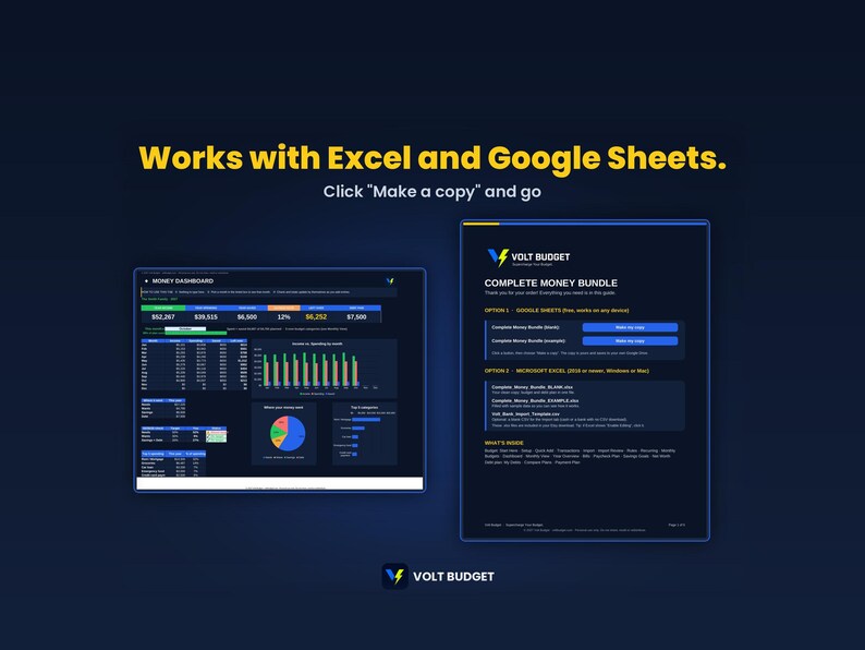 Budget + Debt Bundle | Debt Snowball Spreadsheet for Beginners, Easy Paycheck Budget and Payoff Planner, Auto Charts | Sheets and Excel imagen 8