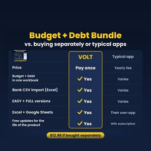 Budget + Debt Bundle | Debt Snowball Spreadsheet for Beginners, Easy Paycheck Budget and Payoff Planner, Auto Charts | Sheets and Excel imagen 2
