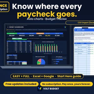 Easy Budget Spreadsheet for Beginners | Paycheck and Biweekly Budget Planner, Auto Charts | Sheets and Excel, Ready now for 2026 & 2027