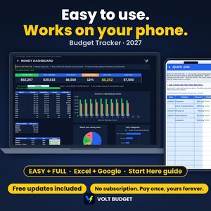 Easy Budget Spreadsheet for Beginners | Paycheck and Biweekly Budget Planner, Auto Charts | Sheets and Excel, Ready now for 2026 & 2027 image 3