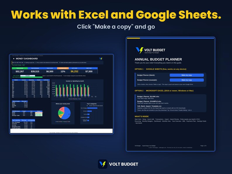 Easy Budget Spreadsheet for Beginners | Paycheck and Biweekly Budget Planner, Auto Charts | Sheets and Excel, Ready now for 2026 & 2027 image 9