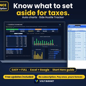 Side Hustle Income Tracker for Beginners | Self Employed Expense and Mileage Log, Tax Set Aside | Sheets and Excel Ready now for 2026 & 2027