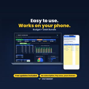 Budget + Debt Bundle | Debt Snowball Spreadsheet for Beginners, Easy Paycheck Budget and Payoff Planner, Auto Charts | Sheets and Excel imagen 3