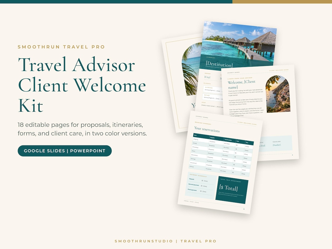 Travel Advisor Client Welcome Kit, Editable Travel Agent Welcome Guide ...