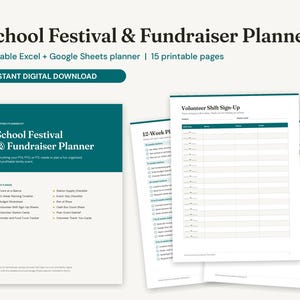 School Festival Planner, PTA PTO Fundraiser Planning Kit, Fall Festival Carnival Volunteer Sign Up, Budget Template, Editable Google Sheets