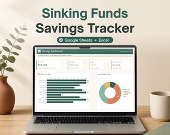 Sinking Funds Tracker Spreadsheet, Savings Goal Tracker, Savings Challenge Planner, Google Sheets & Excel, Emergency Fund Tracker