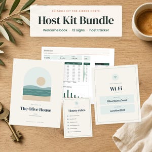 Host Kit Bundle for Airbnb Hosts, Welcome Book Template, House Rules Signs, Rental Income Tracker Spreadsheet, Editable Rental Kit