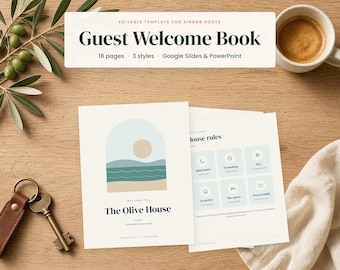 Welcome Book Template for Airbnb Hosts, Editable Guest Guide, House Manual, Vacation Rental Welcome Binder, Google Slides & Word