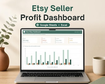 Etsy Seller Spreadsheet, Etsy Fee Calculator & Profit Tracker, Small Business Profit Dashboard, Google Sheets and Excel Template