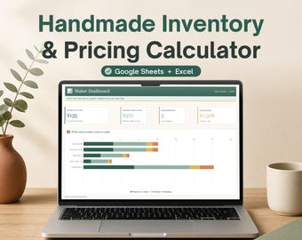 Handmade Inventory Spreadsheet, Product Pricing Calculator, Craft Business Cost Tracker, Google Sheets & Excel, Small Business Tool
