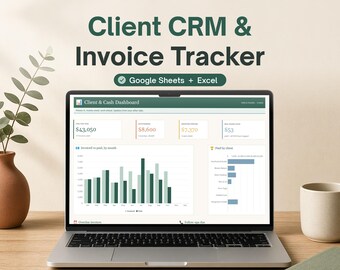 Freelance Client Tracker Spreadsheet, Simple CRM & Invoice Tracker, Small Business Client Management, Google Sheets and Excel