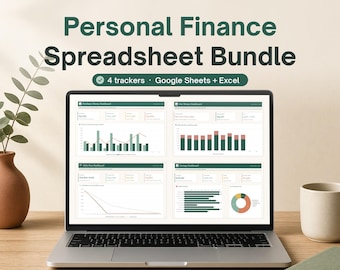 Personal Finance Spreadsheet Bundle, Budget Planner, Debt Payoff, Savings Tracker, Couples Budget, Google Sheets & Excel Templates
