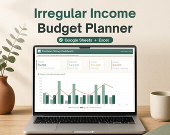 Freelancer Budget Spreadsheet, Irregular Income Budget, Self Employed Budget Planner, Google Sheets & Excel, Tax Set Aside Tracker