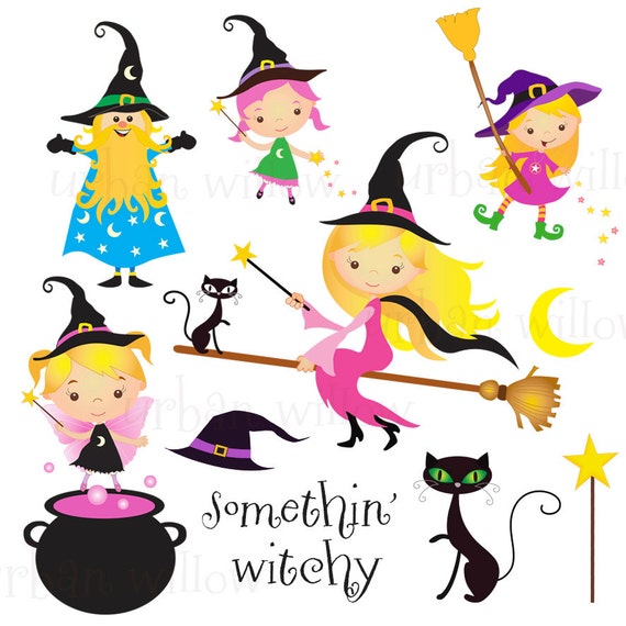 SOMETHIN' WITCHY Clip art set and digital papers set in Etsy.