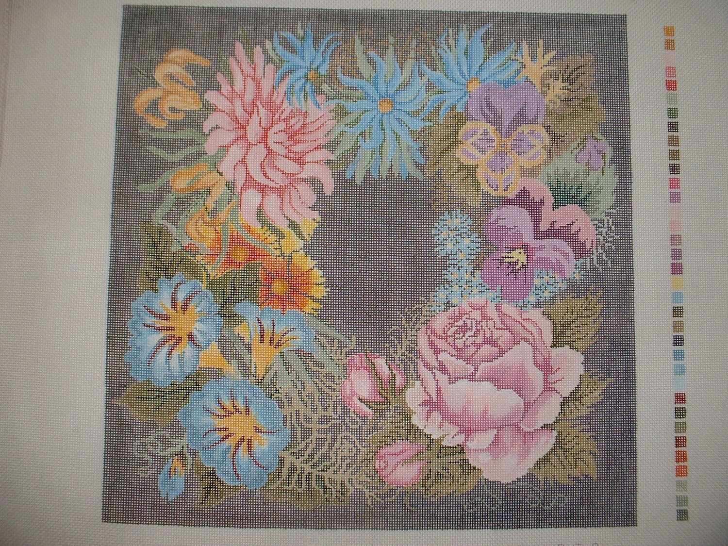 Floral Needlepoint Chair Seat Cover or Pillow Canvas Etsy