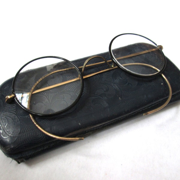 Antique 1900's Wire Frame Eyeglasses - Victorian - Edwardian Reading Glasses - Round Glasses- Bifocal -Spectacles - Eyeglasses