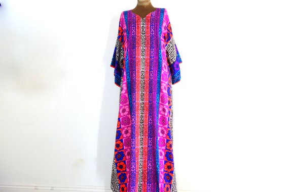 Vintage 1960s Psychedelic Maxi Dress, 60's mod era