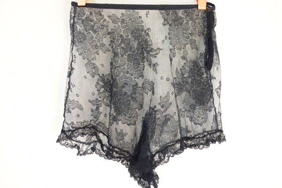 Vintage 1930's Black Lace Sheer Tap Pants, 20s Ar