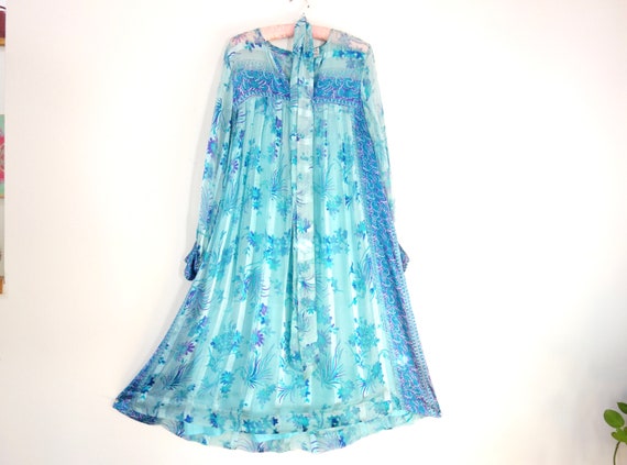 Vintage Indian Gauze Dress, 1970s Silk India Dress