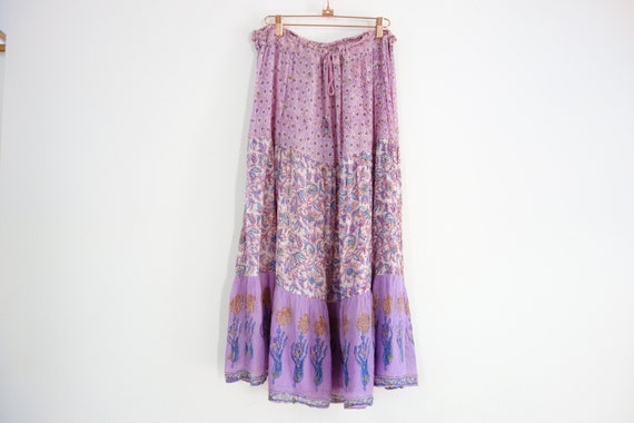 Vintage 1970s Indian Cotton Gauze Skirt, 70s block