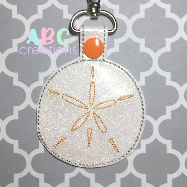 Sand Dollar Snap Tab, Beach, Key Chain, Key Fob, Snap Tab, ITH, Digital File, Embroidery Design