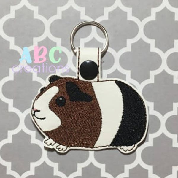 Guinea Pig Amber, Guinea pig Left Side, Key Chain, Key Fob, Snap Tab, ITH, Digital File, Embroidery Design