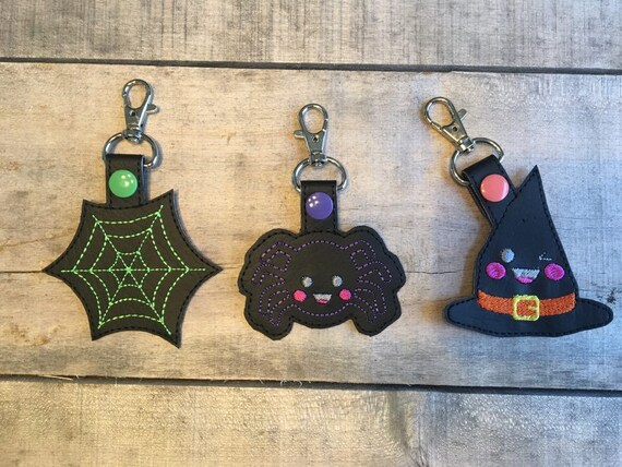 Spiders Web Snap Tab Halloween Key Chain Key Fob Snap Tab 