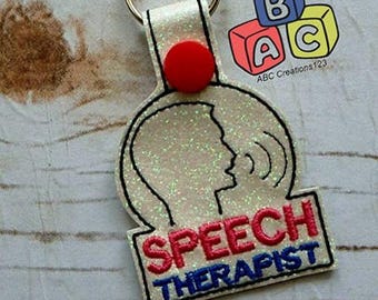 Speech Therapist, Speech Therapy, Key Chain, Key Fob, Snap Tab, In The Hoop Machine Designs, ITH, Digital File, Embroidery Design