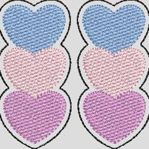 Trio Heart Book Band, Book Mark, Page Holder, In The Hoop Machine Designs, ITH, Digital File, Embroidery Design image 3