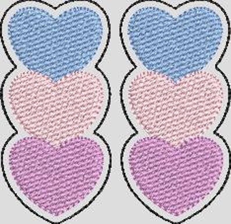 Trio Heart Book Band, Book Mark, Page Holder, In The Hoop Machine Designs, ITH, Digital File, Embroidery Design image 3