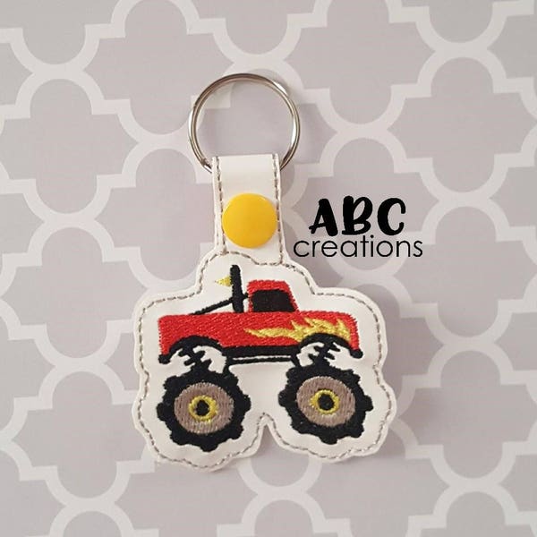 Monster Truck Key Chain,Truck Key Chain, Big Foot, Key Chain, Key Fob, Snap Tab, ITH, Digital File, Embroidery Design